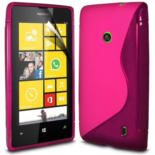 Housse Etui Coque Silicone Gel Rose Pour Nokia Lumia 520 + Film Écran