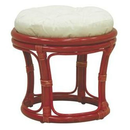 Tabouret Rond En Rotin Rouge