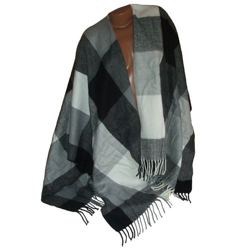 Poncho Ouvert - Cape Etole - Ecru, Gris, Noir