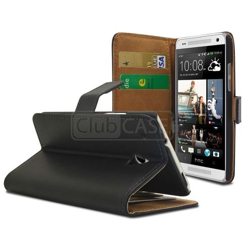 Caseink - Coque Smart Cover Folio Htc One Mini (M4) Cuir Eco Noire Inclus