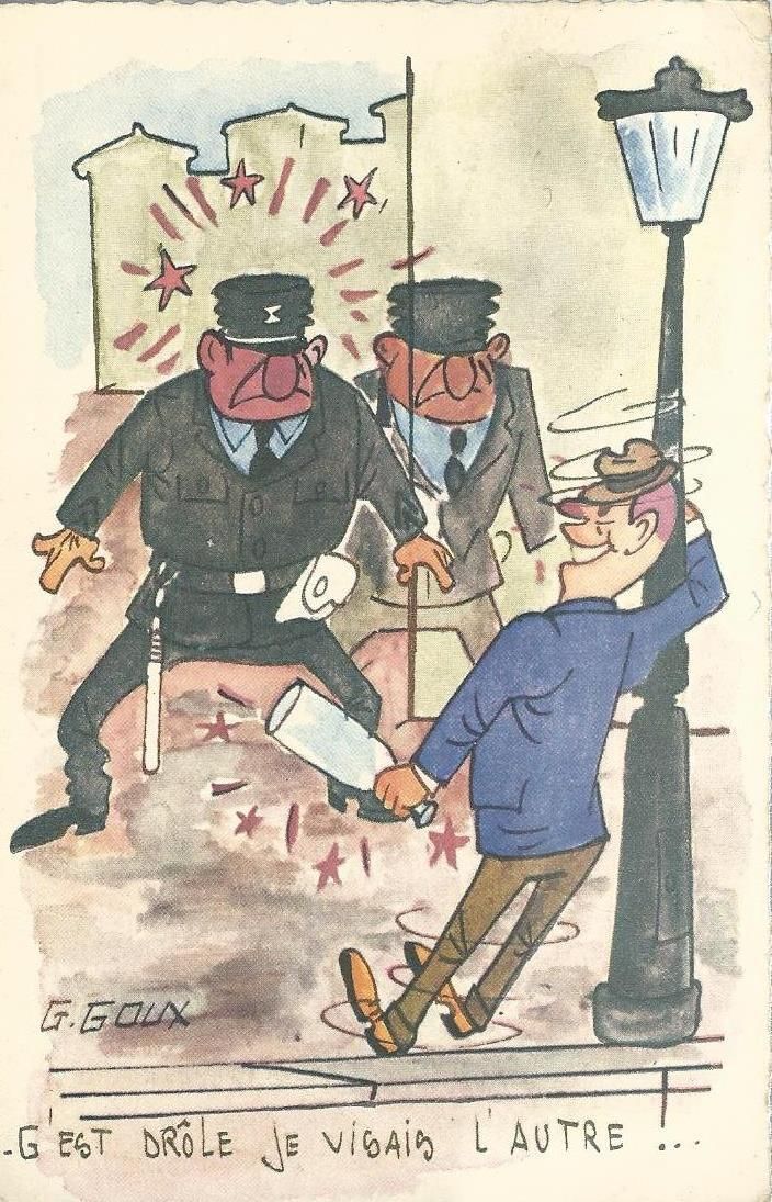 Humour Gendarme Ivre Reverbere Uniforme Goux Rakuten