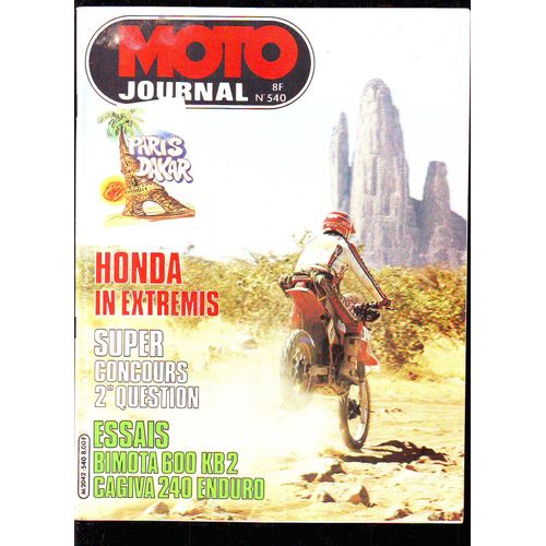 Moto Journal N°540: 1982. (Essais Bimota 600 Kb2, Cagiva 240 Enduro. Paris-Dakar Honda In Extremis)
