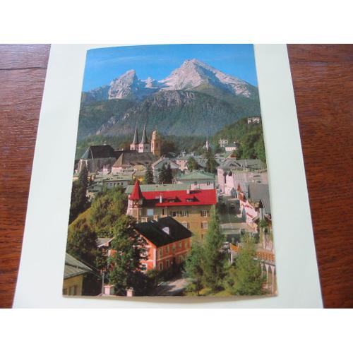 Carte Postale : Berchtesgaden Mit Watzmann Grand Format: Ville + Montagne En Arrière Plan Dans Le Sens De La Hauteur De La Carte