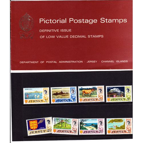 Pictorial Postage Stamps, 8 Timbres De Jersey Dans Leur Carnet Explicatif