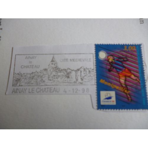 Timbre "Football Montpellier Avec Flamme Ainay Le Château (Allier)".