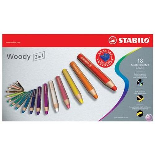 Set De 18 Crayons Woody 3 En 1 - Stabilo