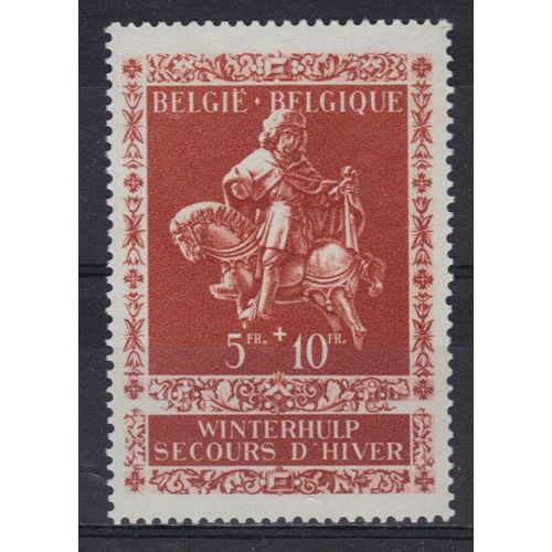 Belgique 1942 : Secours D'hiver : Statuette Du Musée De Bruges - Timbre 5 F. + 10 F. Brun-Orange Neuf **