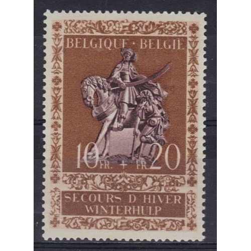 Belgique 1942 : Secours D'hiver : Statuette Du Musée De Bruges - Timbre 10 F. + 20 F. Brun-Jaune Et Brun-Violet Neuf **
