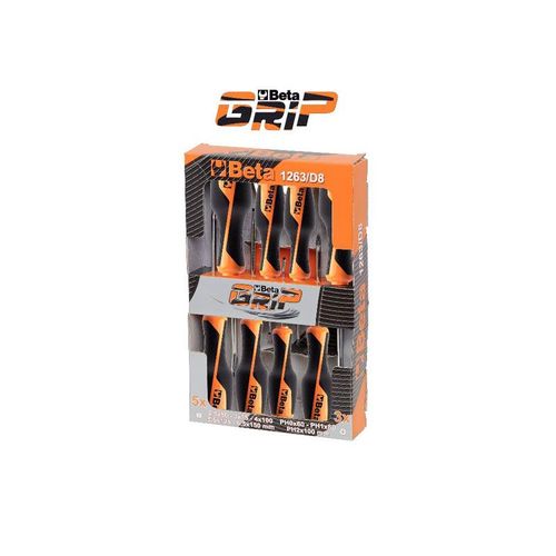 Jeu de 8 tournevis plats et Phillips Betagrip 1263/D8 BETA 012630008