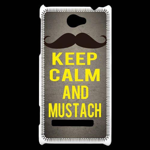 Coque Htc Windows Phone 8s Keep Calm And Mustach Gris