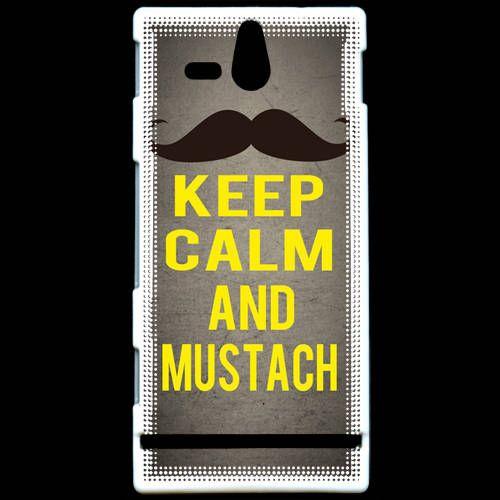 Coque Sony Xperia U Keep Calm And Mustach Gris