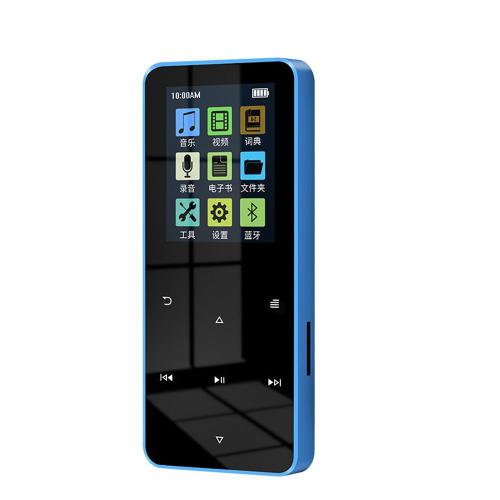 Lecteur MP4 avec Haut-Parleur Bluetooth Intégré Touche Tactile Radio FM Lecture Vidéo E-Book HIFI Métal Lecteur Tactile 2,0 Pouces Bleu