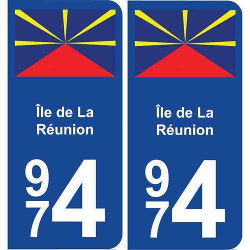 974 le De La Runion Autocollant Plaque Dpartement Sticker Auto Voiture Immatriculation Rgion Logo 4 - Arrondis