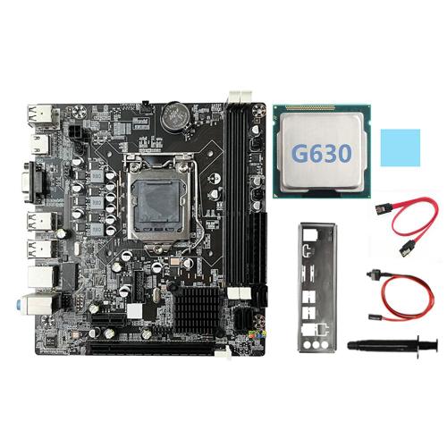 Carte MèRe de Bureau B75 + Processeur G630 + Câble SATA + Câble de Commutation + DéFlecteur LGA1155 DDR3 pour Processeur Pentium Celeron SéRie I3 I5 I7