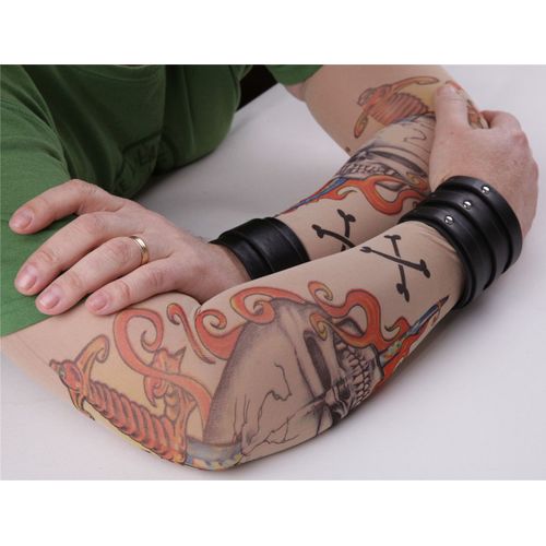 Paire De Manches Tatouage Tattoo Sleeve Collants Bras Jambe Tête De Mort Pirate Temporaire Unisexe Déguisement Cosplay Original Tendance Artiste Black Sugar Boutique Départ Paris