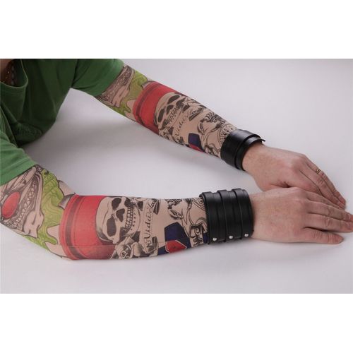 Paire De Manches Tatouage Tattoo Sleeve Collants Bras Jambe Clown Maléfique Tête De Mort Temporaire Unisexe Déguisement Cosplay Original Tendance Artiste Black Sugar Boutique Départ Paris