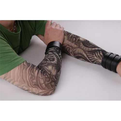 Paire De Manches Tatouage Tattoo Sleeve Collants Bras Jambe Squelette Tête De Mort Cornes Temporaire Unisexe Déguisement Cosplay Original Tendance Artiste Black Sugar Boutique Départ Paris