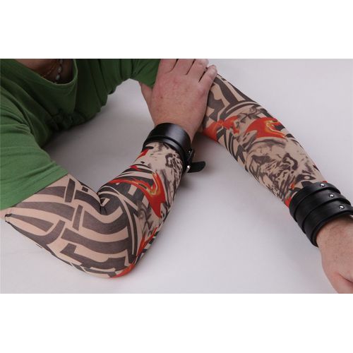 Paire De Manches Tatouage Tattoo Sleeve Collants Bras Jambe Tigre Tribal Flammes Temporaire Unisexe Déguisement Cosplay Original Tendance Artiste Black Sugar Boutique Départ Paris