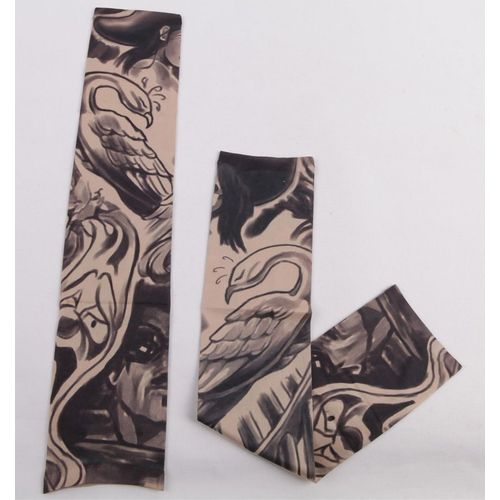 Paire De Manches Tatouage Tattoo Sleeve Collants Bras Oiseau Tête De Mort Temporaire Unisexe Déguisement Cosplay Original Tendance Artiste Black Sugar Boutique Départ Paris