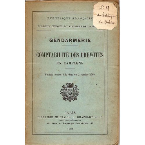 Comptabilité Des Prévotés En Campagne - 1904