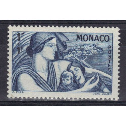 Monaco 1941 : Protection De La Mère Et De L'enfant : Au Profit Des Oeuvres Charitables - Timbre 1 F. + 1 F. Bleu Neuf *
