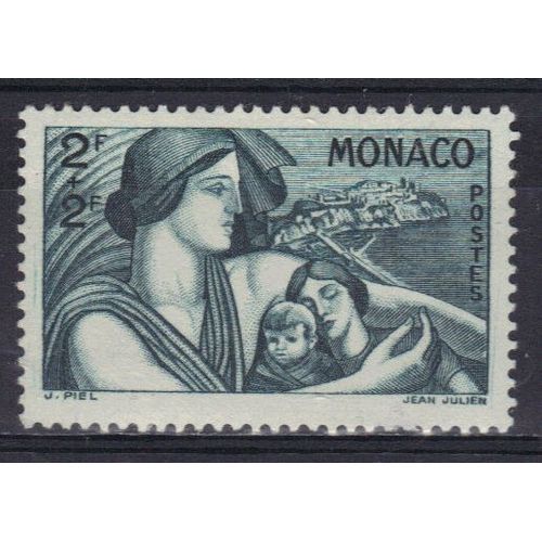 Monaco 1941 : Protection De La Mère Et De L'enfant : Au Profit Des Oeuvres Charitables - Timbre 2 F. + 2 F. Vert Foncé Neuf *