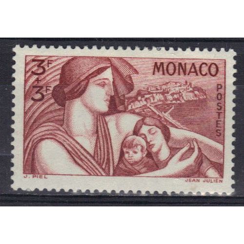 Monaco 1941 : Protection De La Mère Et De L'enfant : Au Profit Des Oeuvres Charitables - Timbre 3 F. + 3 F. Brun-Rouge Neuf *