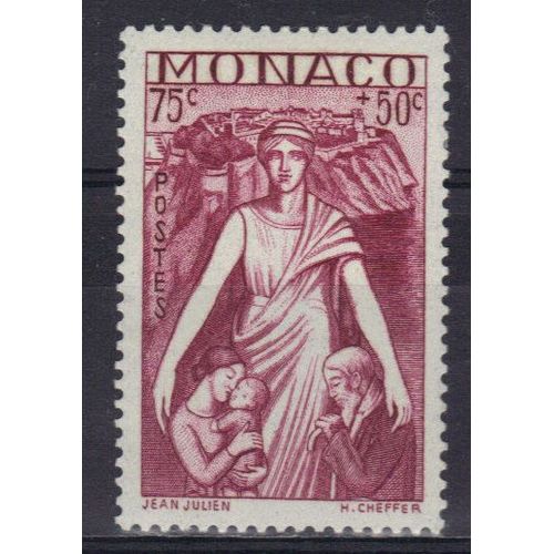 Monaco 1941 : Protection De La Mère Et De L'enfant : Au Profit Des Oeuvres Charitables - Timbre 75 C. + 50 C. Lilas Neuf *