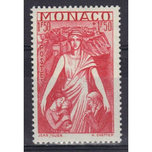 Monaco 1941 : Protection De La Mère Et De L'enfant : Au Profit Des Oeuvres Charitables - Timbre 1 F. 50 + 1 F. 50 Rose Neuf *