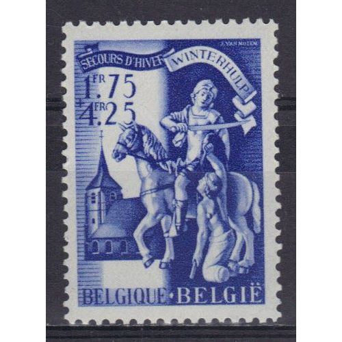 Belgique 1943 : Saint Martin Déchirant Son Manteau : Basilique Saint-Martin À Liège - Timbre 1 F. 75 + 4 F. 25 Outremer Neuf **