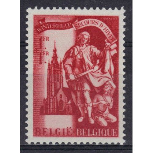 Belgique 1943 : Saint Martin Déchirant Son Manteau : Eglise Saint-Martin À Angre - Timbre 1 F. + 1 F. Carmin Neuf **