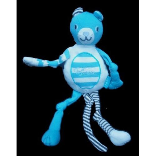 Doudou Peluche Ours Babaloon Bleu Et Raye Marin Jouet Bebe Naissance Mixte