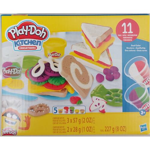 Play Doh Kitchen Créations - Mon Petit Pique Nique - 5 Pots De Pâte À Modeler Dont 2 Bicolores Et 11 Accessoires