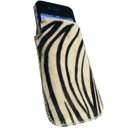 Etui Pouch Vertical Aspect Peau Et Poils De Zèbre Pour Iphone