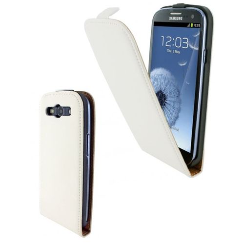 Etui Slim Luxy Cuir Blanc Pour Samsung Galaxy S3 I9300