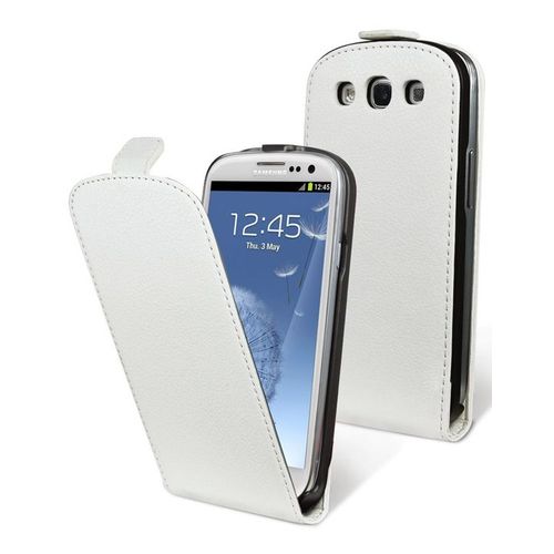 Housse En Cuir Blanc Écologique Avec Ouverture Verticale Pour Samsung Galaxy S3 - I9300