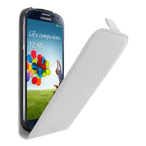 Etui Carbone Blanc À Rabat Samsung Galaxy S4 I9500