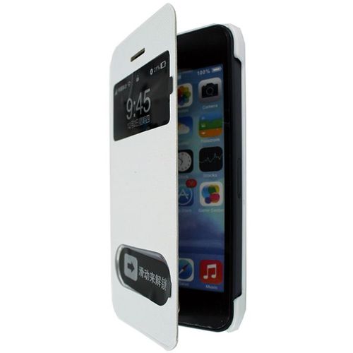 Etui Coque Blanc Rabat Latéral Avec Fenêtre De Visualisation Pour Iphone 5 5s Et 5c