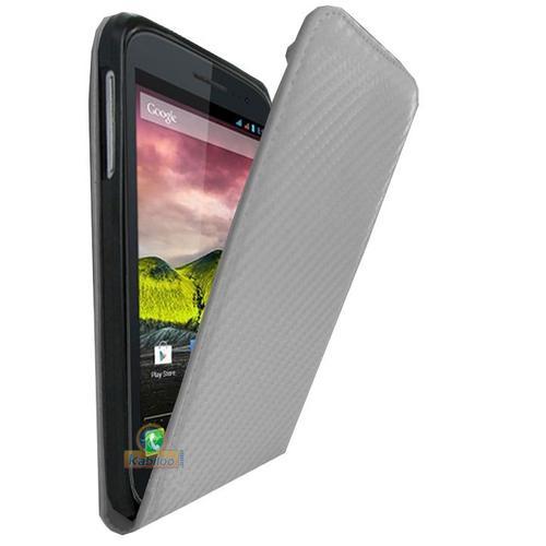 Etui Aspect Carbone Argent Wiko Cink Five