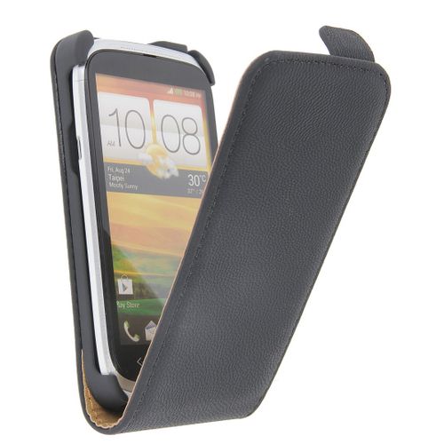 Etui Slim À Rabat Noir Htc Desire X Avec Film Protecteur Écran