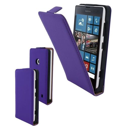 Etui Slim À Rabat Vertical Pour Nokia Lumia 520 Violet Lisse Aspect Mat