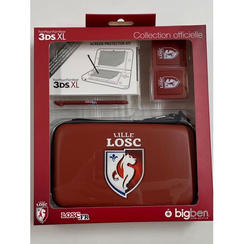 Pack Football Losc Lille Pochette + Stylet + Protection Écran Nintendo 3ds Xl Housse Étui Transport Équipe De Foot