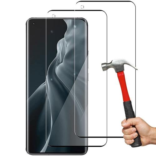 Hqselection®Lot De 2 Verre Trempé Pour Xiaomi Mi 11/Xiaomi Mi 11 Pro .Film De Protection D'écran Couverture Complète Noir - Anti Rayures - Ultra Résistant Dureté 9h