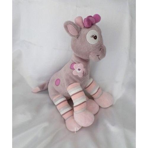 Doudou Peluche Girafe Rose Et Mauve Fleur Arthur Et Lola Bébisol