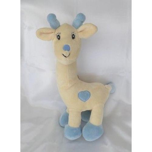 Doudou Peluche Girafe Jaune Et Bleu Coeur Arthur Et Lola Bebisol