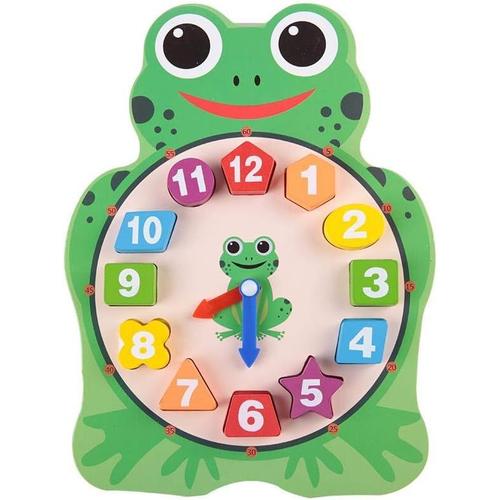 Horloge De Tri En Forme De Bois Mignon Dessin Anim¿¿ Hibou Grenouille Horloges Temps Nombre Puzzle Apprentissage Jouets Enseignement Enseignement B¿¿B¿¿ Enfants (Green)