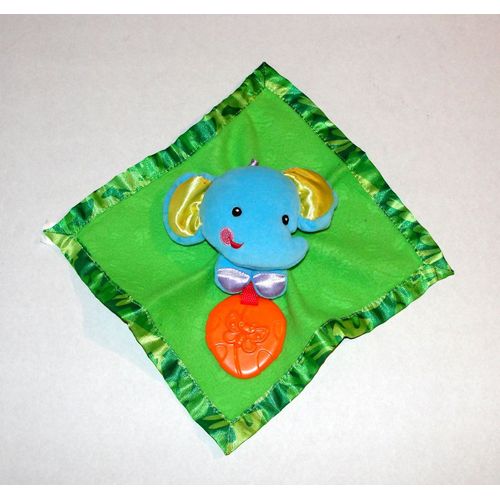 Elephant Bleu Fisher Price Doudou Mouchoir Vert 23x24cm