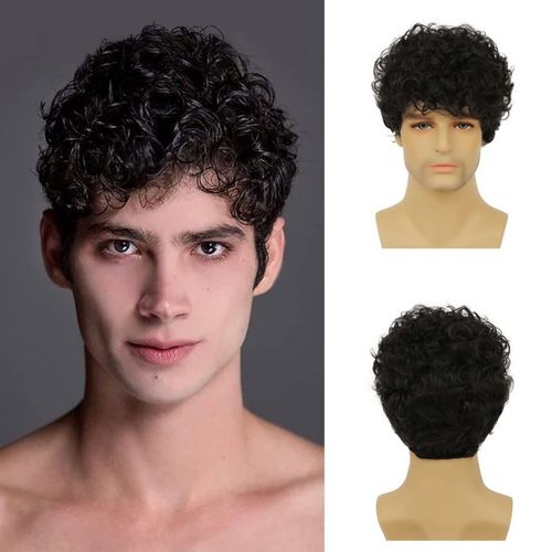 Perruque Bouclée Cheveux Courts Pour Homme 
