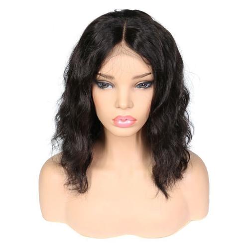 Perruque Naturelle Mi-Longue En Vrais Cheveux Pour Femme Avec Dentelle 