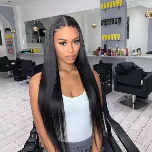 Perruque Femme : Perruque Cheveux Humains Lisses Sans Colle 